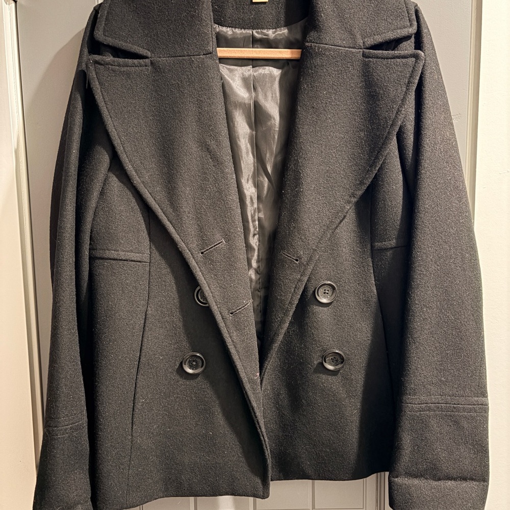 Michael Kors Black Wool Blend Peacoat - Size Medium